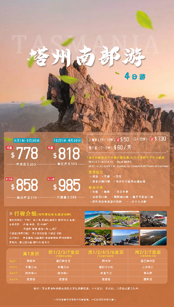 四日塔斯马尼亚路线